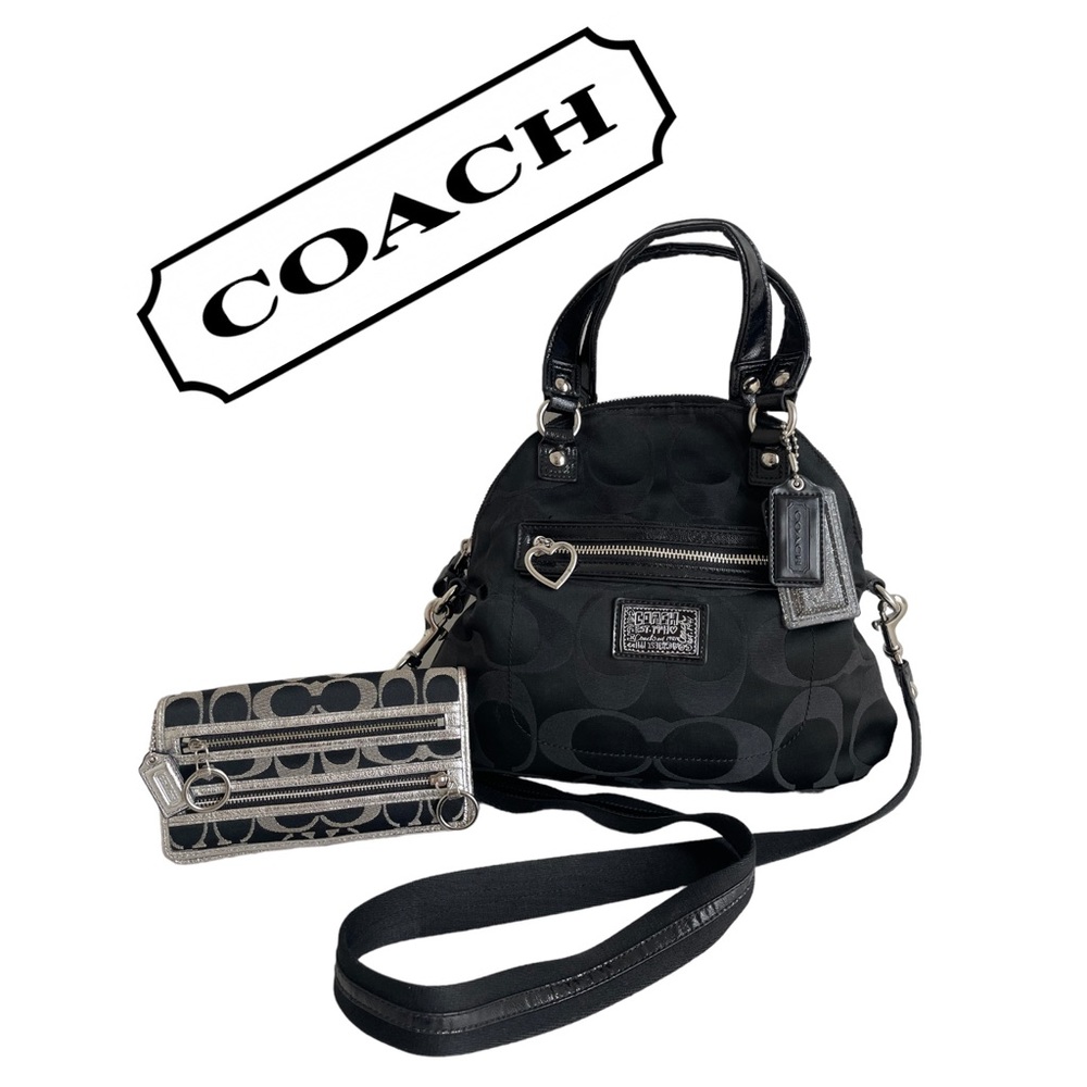 LIKE NEW COACH POPPY RARE Black Satchel & Wallet